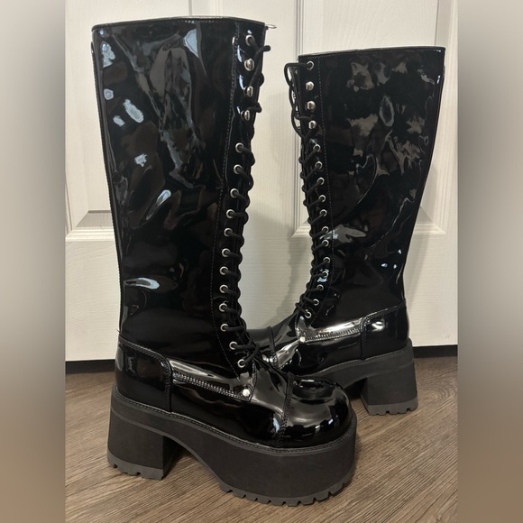 Demonia | Shoes | Dolls Kill X Demonia Ranger32 Patent Kneehigh Boots ...